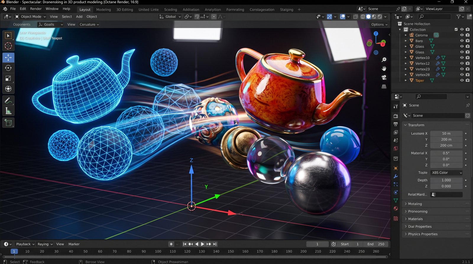 التصميم ثلاثي الأبعاد والنمذجة والإضاءة ببرنامج Blender