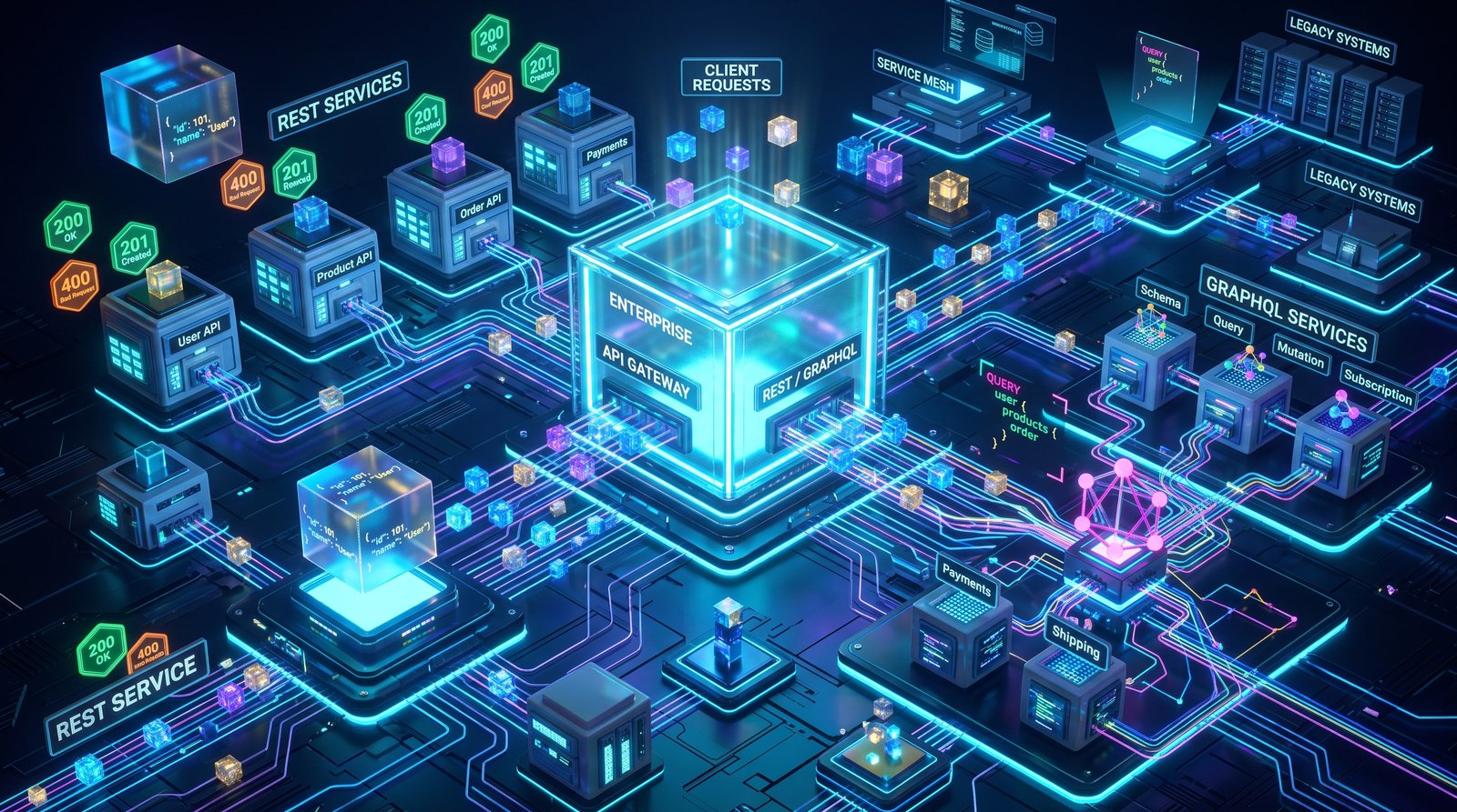 معمارية وتصميم واجهات البرمجة RESTful و GraphQL و Microservices